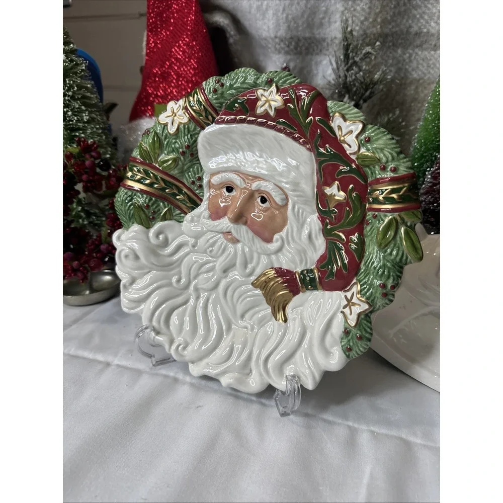 Fitz & Floyd Classics Christmas Tidings Santa Canape Plate 10